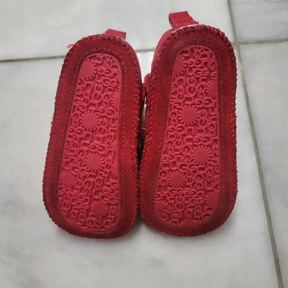 Ugg Australia Kids Red Mid Faux Fur Lace Up Ankle Winter & Snow Boots Size 04/05